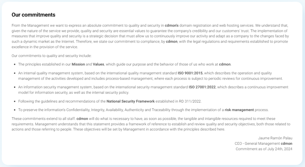 Our commitments, CEO's letter