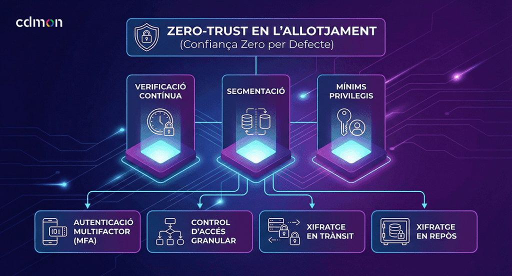 Infografia: model Zero-Trust aplicat al hosting