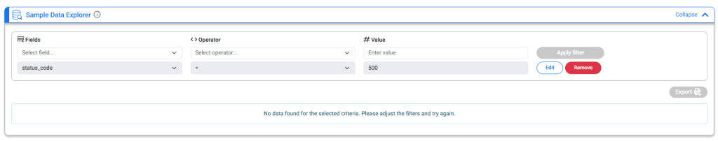 Filter status code=500
