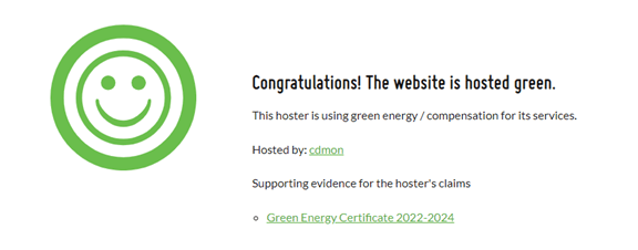 Congratulations! The website is hosted green