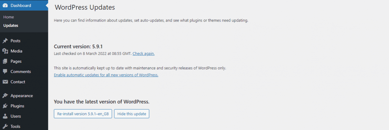 Actualizaciones de WordPress